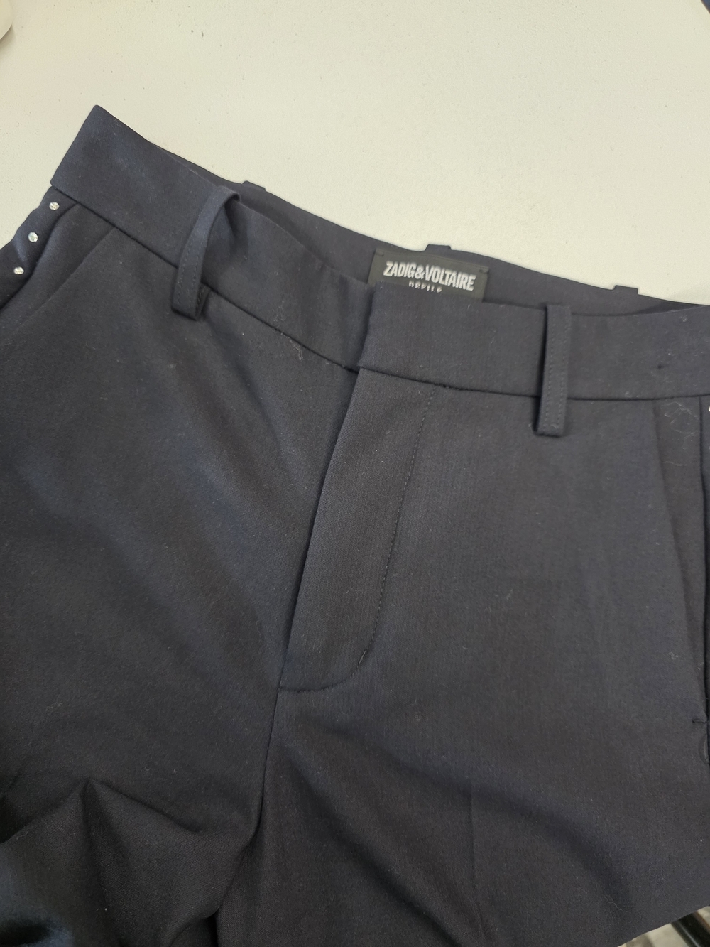 Zadig & Voltaire Panol Tailleur Strass Woven Wide-Leg Pants Rhinestones side det - Picture 14 of 14